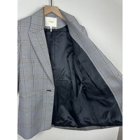 MAJE Blazer Vicar Checked Jacquard Blazer Jacket Medium - Picture 12 of 13